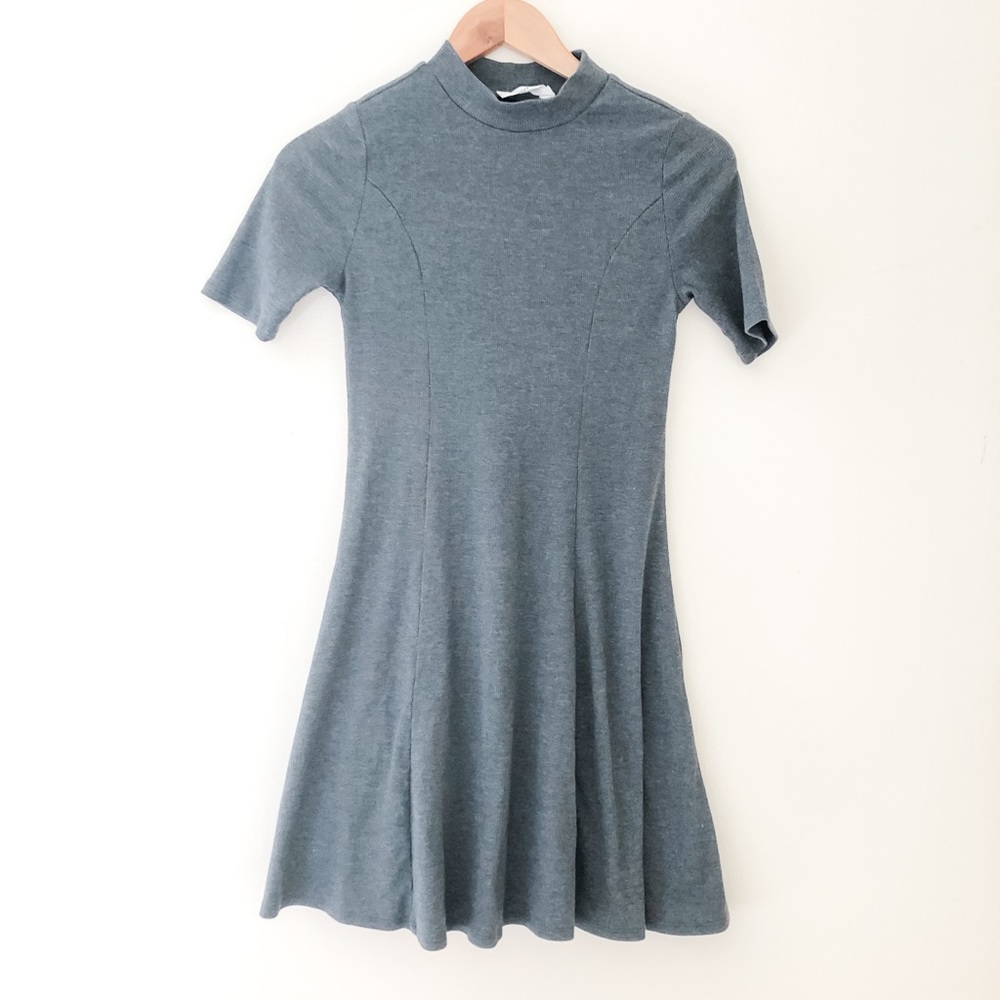 Gray Mock Turtle Neck Mini Dress